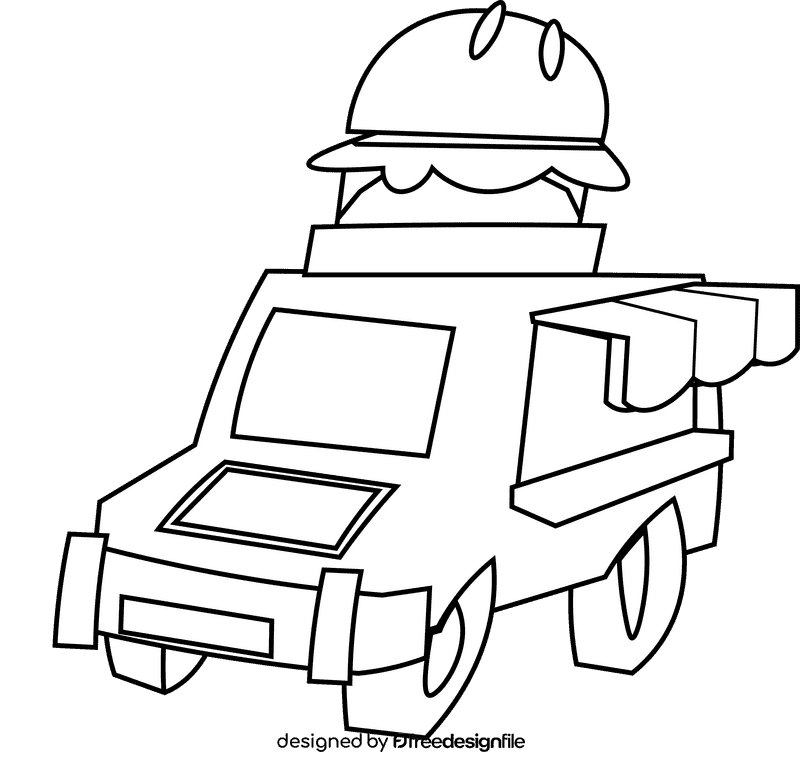 Food truck burger black and white clipart