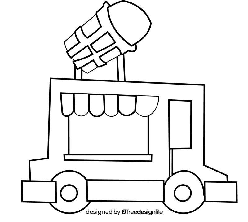 Food truck icecream black and white clipart