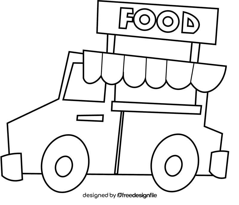 Food truck sign black and white clipart