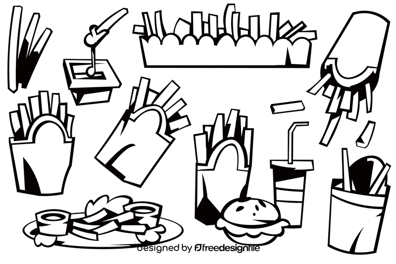 Fries black and white vector