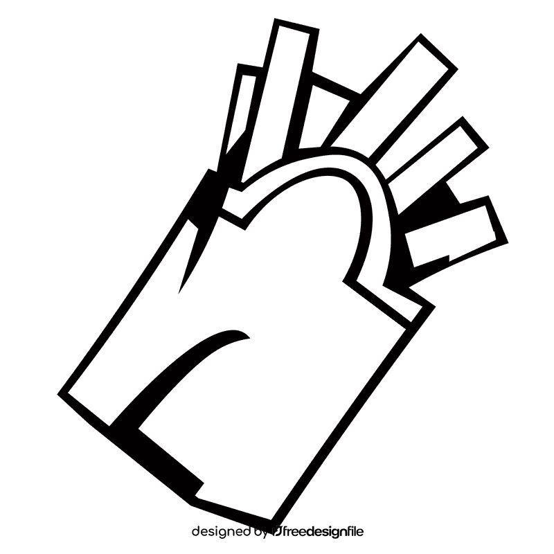 Fries tilted black and white clipart
