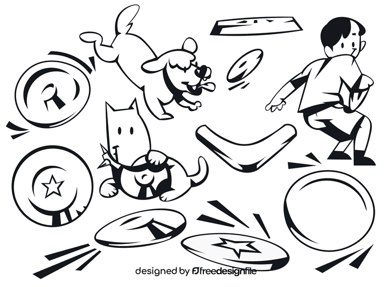 Frisbee black and white vector