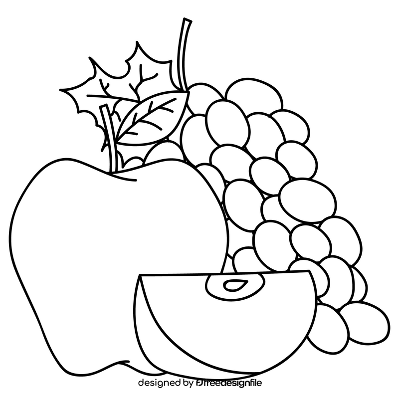 Thanksgiving fruits drawing black and white clipart