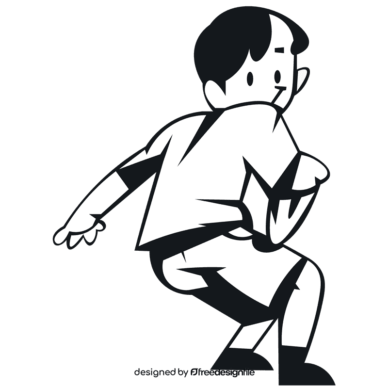 Frisbee guy black and white clipart