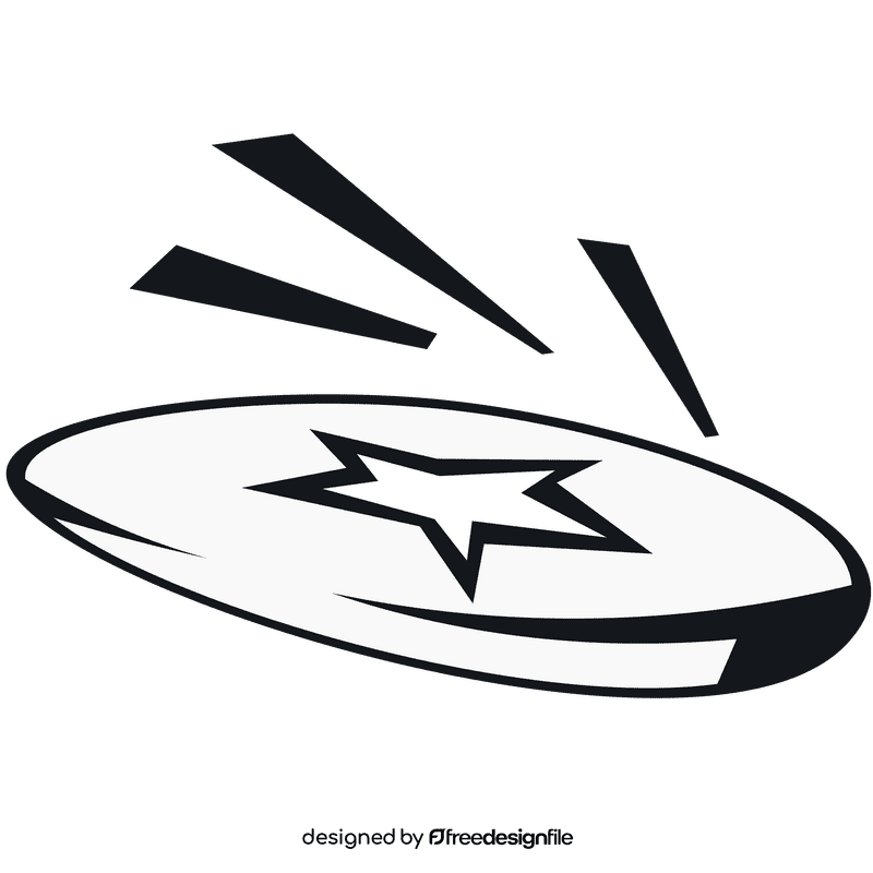 Frisbee star flying black and white clipart