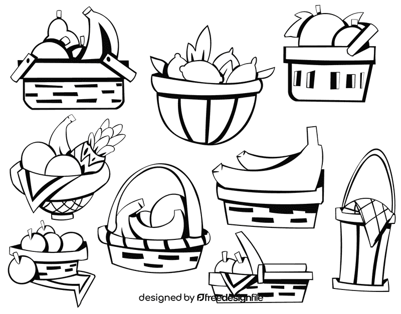 Fruit basket black and white vector