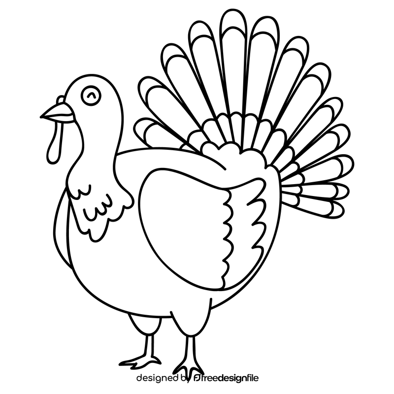 Happy thanksgiving turkey drawing black and white clipart