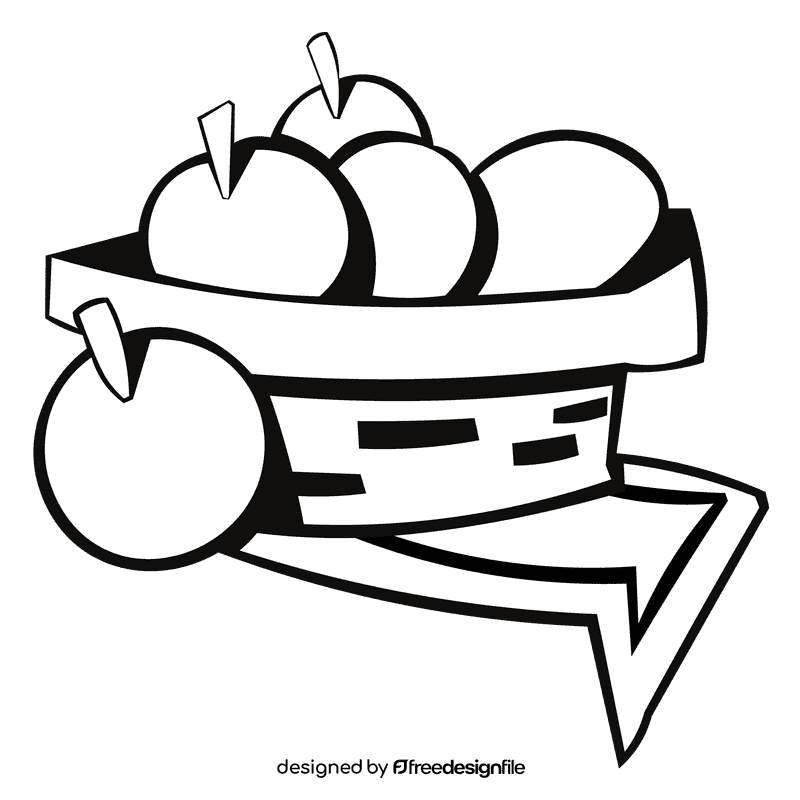 Fruit basket apple black and white clipart