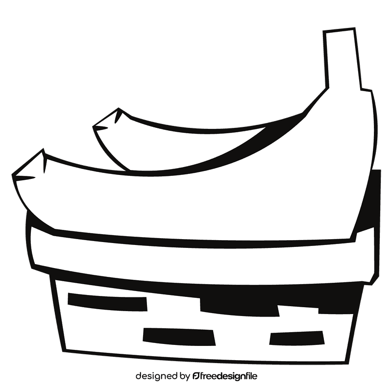 Fruit basket banana black and white clipart