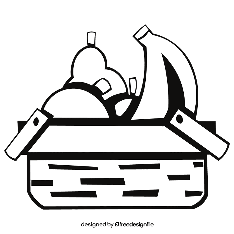 Fruit basket fruit black and white clipart