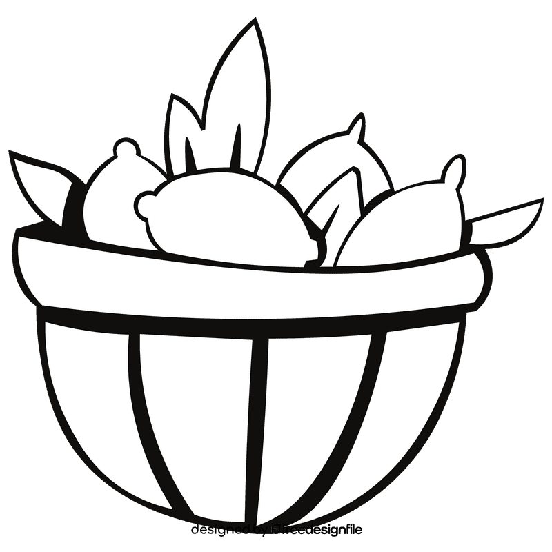 Fruit basket lemon black and white clipart