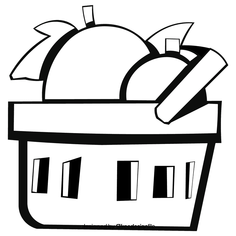 Fruit basket plastic black and white clipart