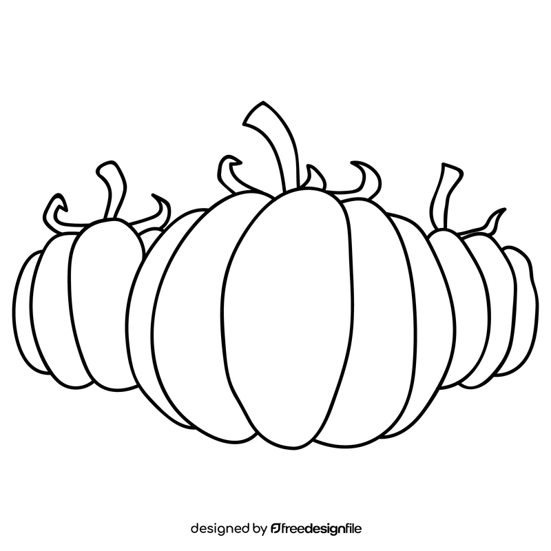 Thanksgiving pumpkins drawing black and white clipart