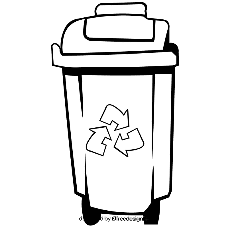 Garbage truck bin black and white clipart