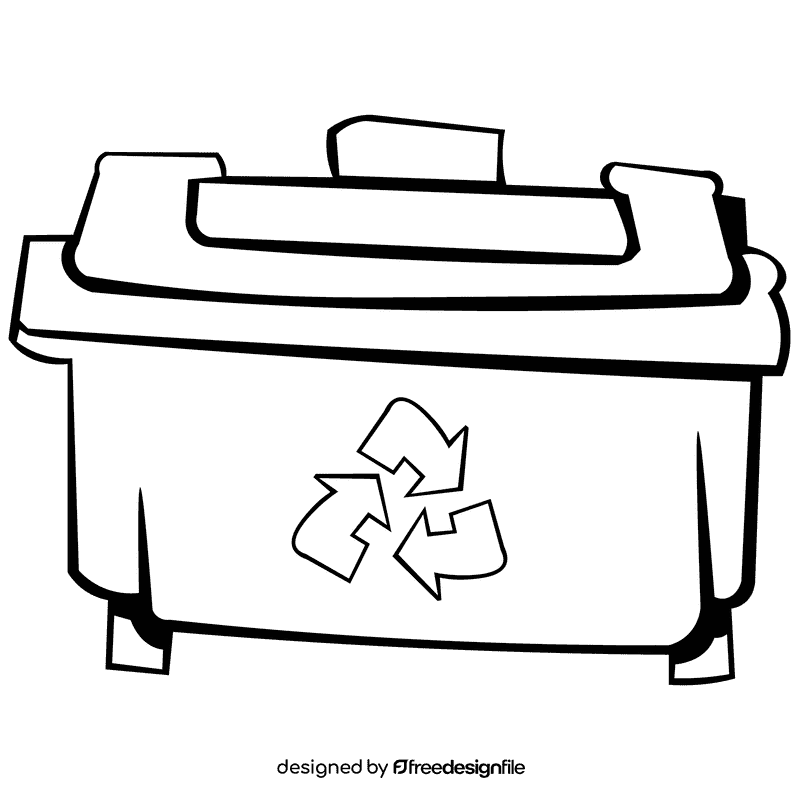 Garbage truck container black and white clipart