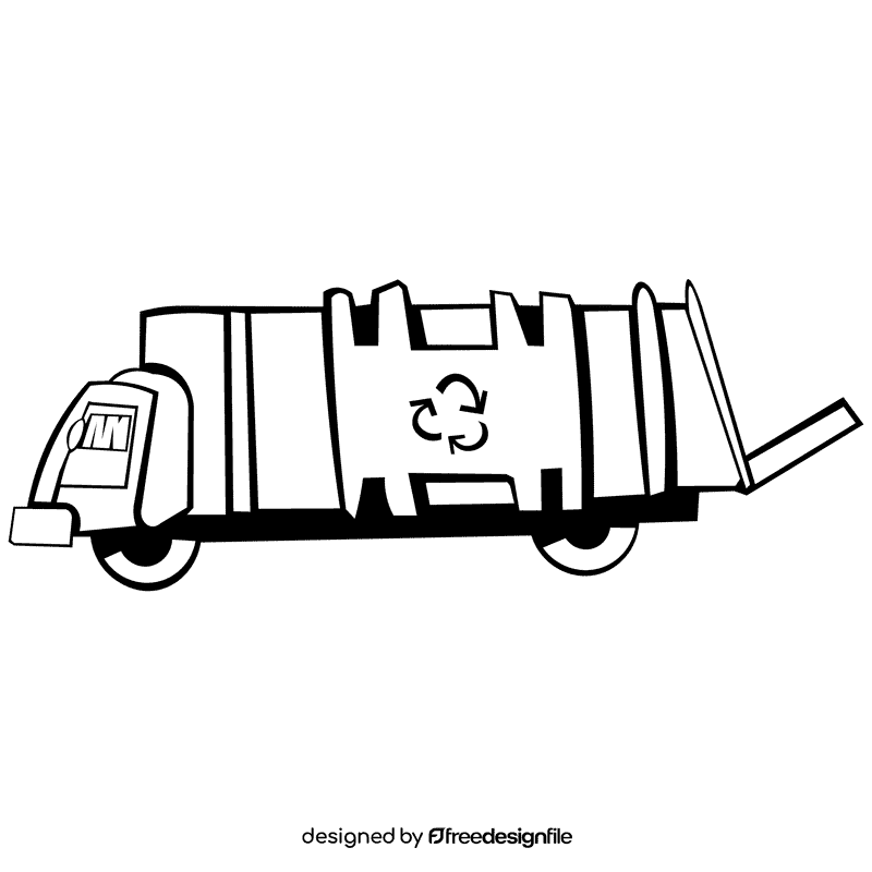 Garbage truck small black and white clipart