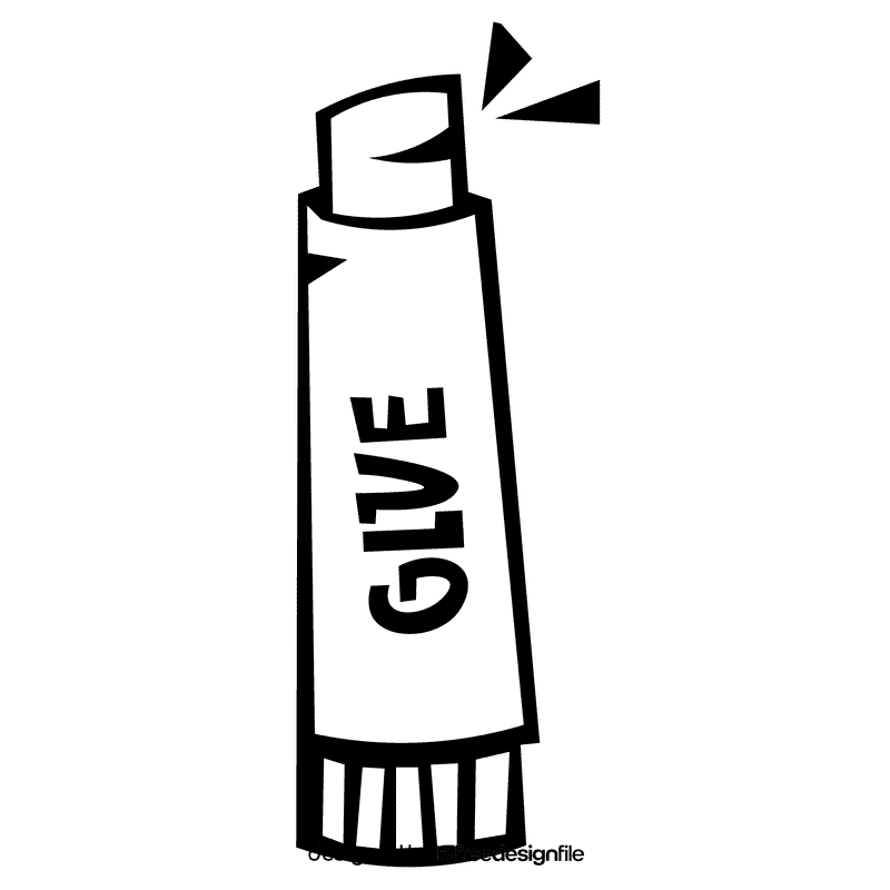 Glue stick opened black and white clipart