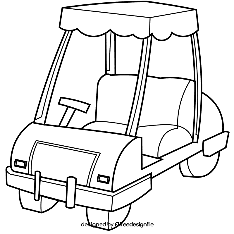 Golf car black and white clipart