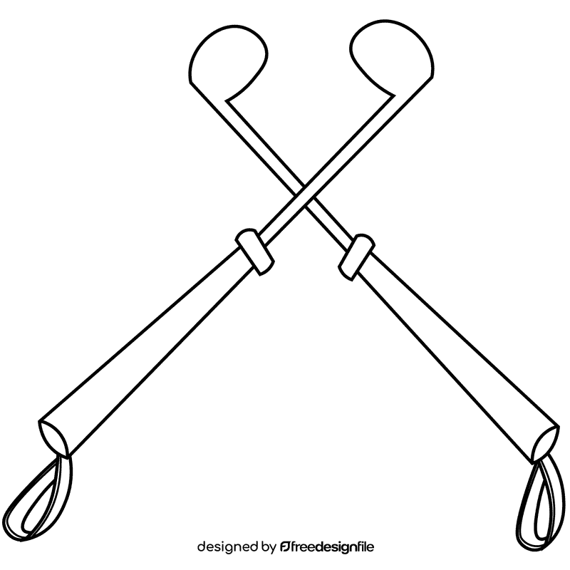Golf clubs black and white clipart