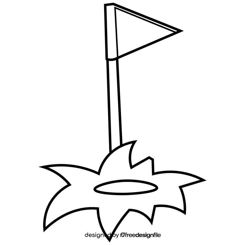 Golf flag black and white clipart