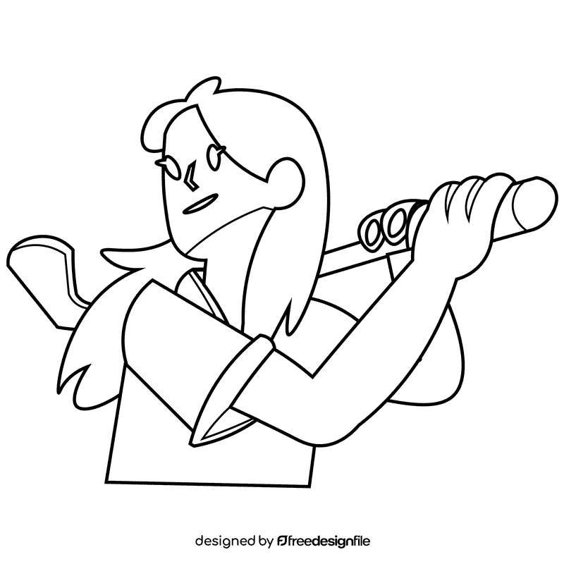 Golf player black and white clipart