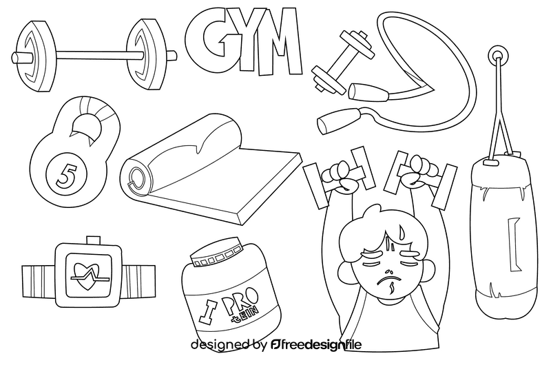 Gym black and white vector
