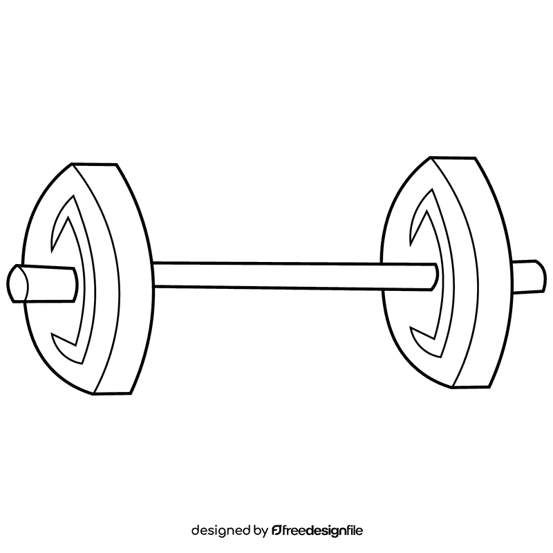 Gym barbell black and white clipart