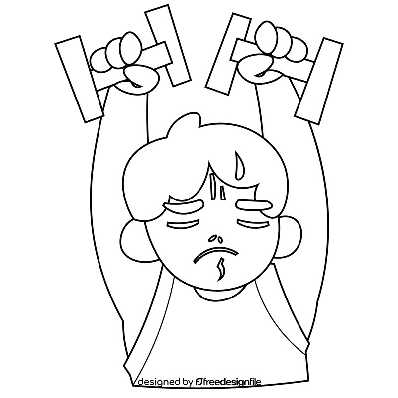 Gym boy black and white clipart