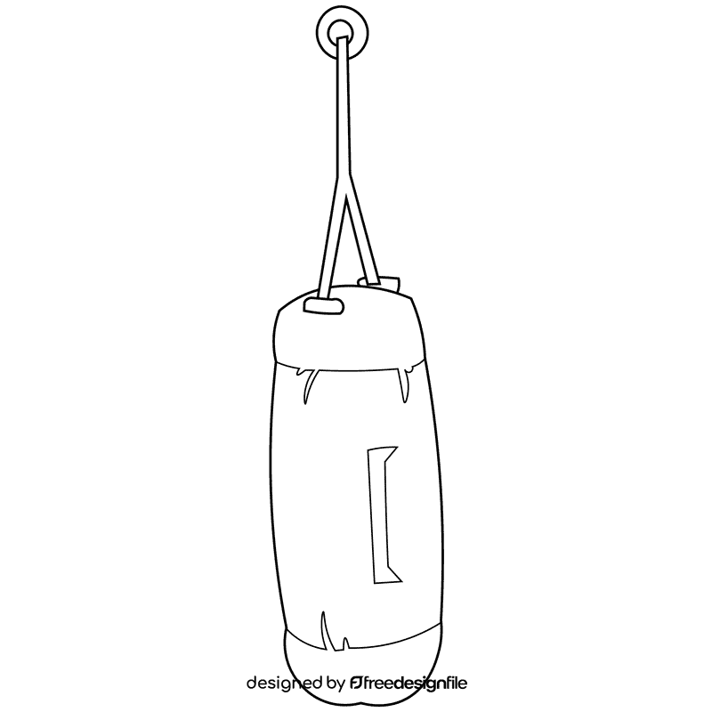 Gym punching bag black and white clipart