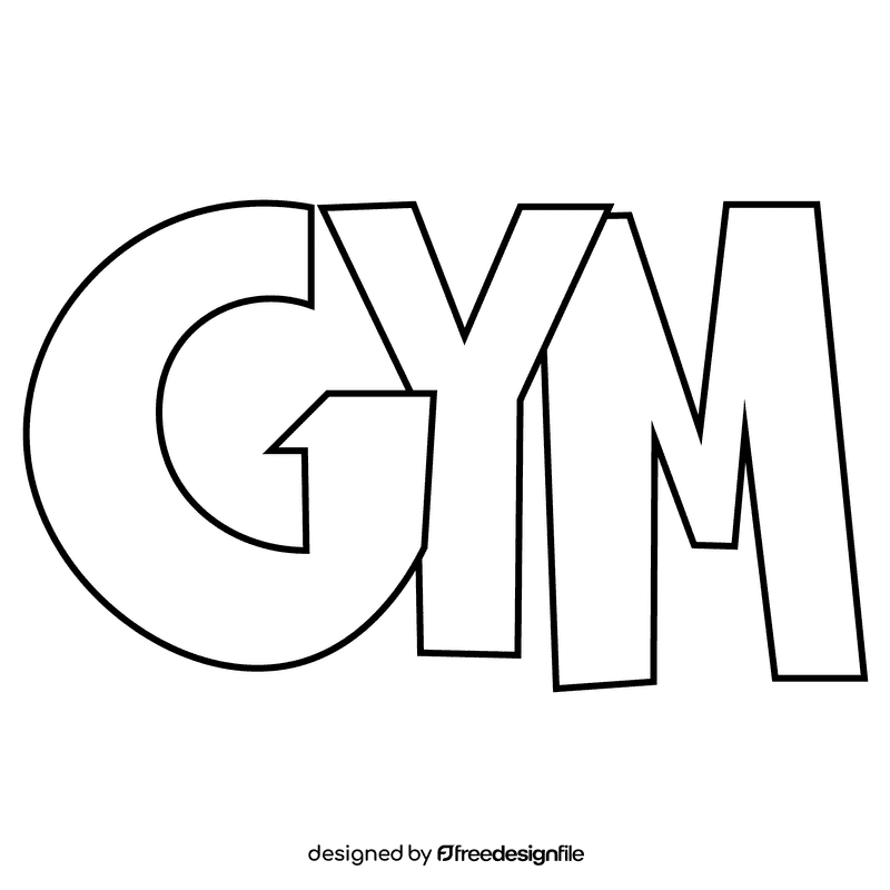 Gym sign black and white clipart
