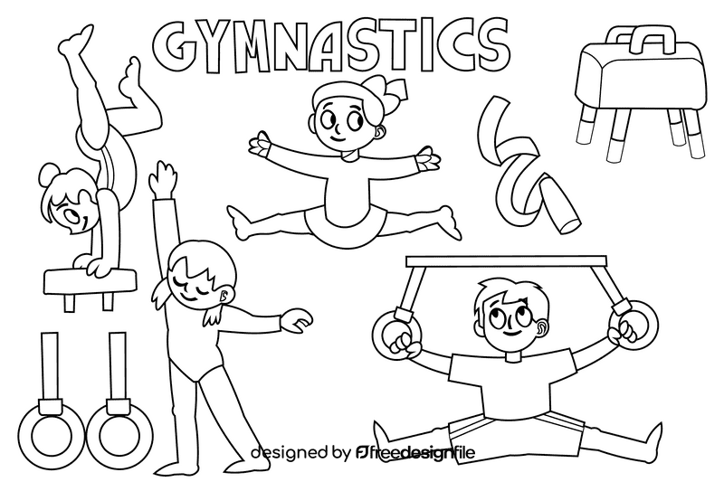 Gymnastics black and white vector