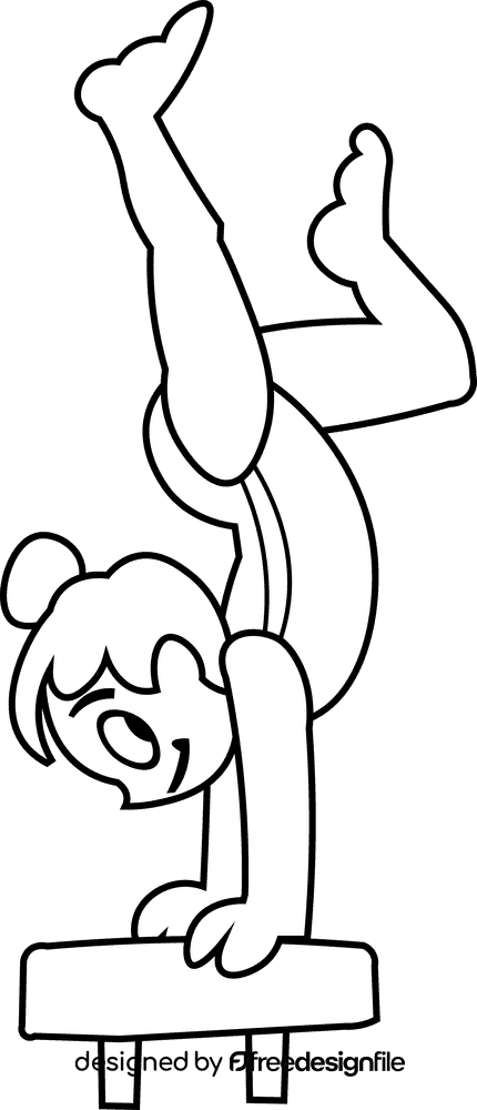 Gymnastics girl black and white clipart