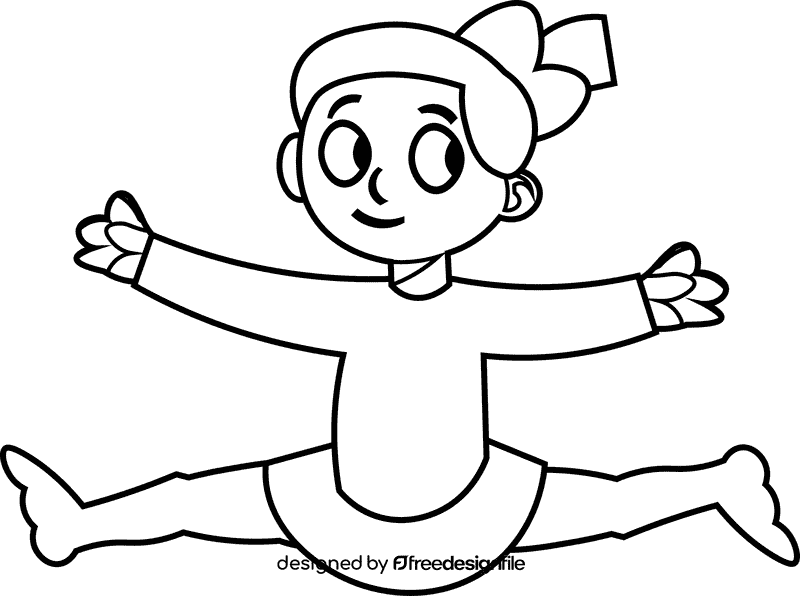 Gymnastics girl black and white clipart
