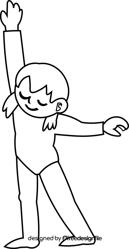 Gymnastics girl black and white clipart