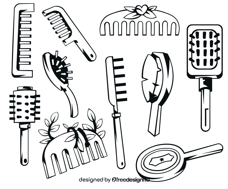 Hairbrush black and white vector
