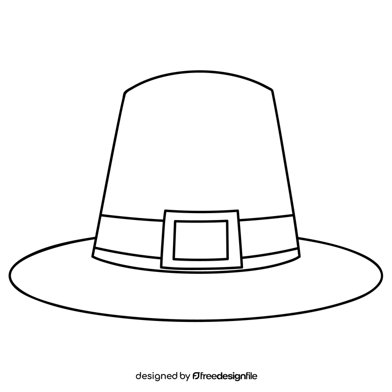 Pilgrim hat drawing black and white clipart