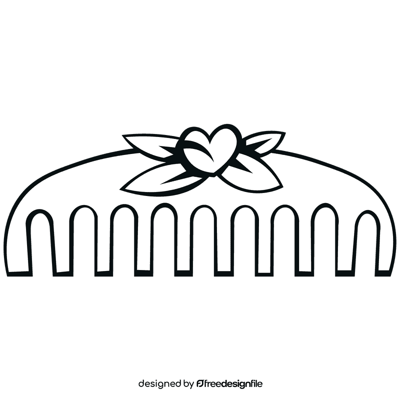 Hairbrush heart black and white clipart