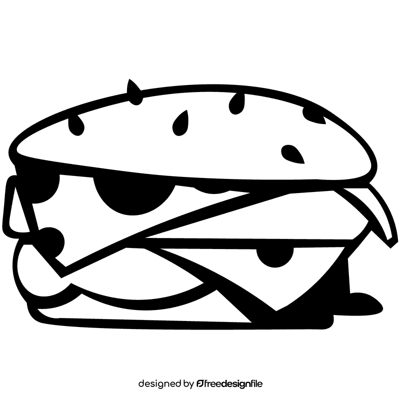 Hamburger cheeseburger black and white clipart