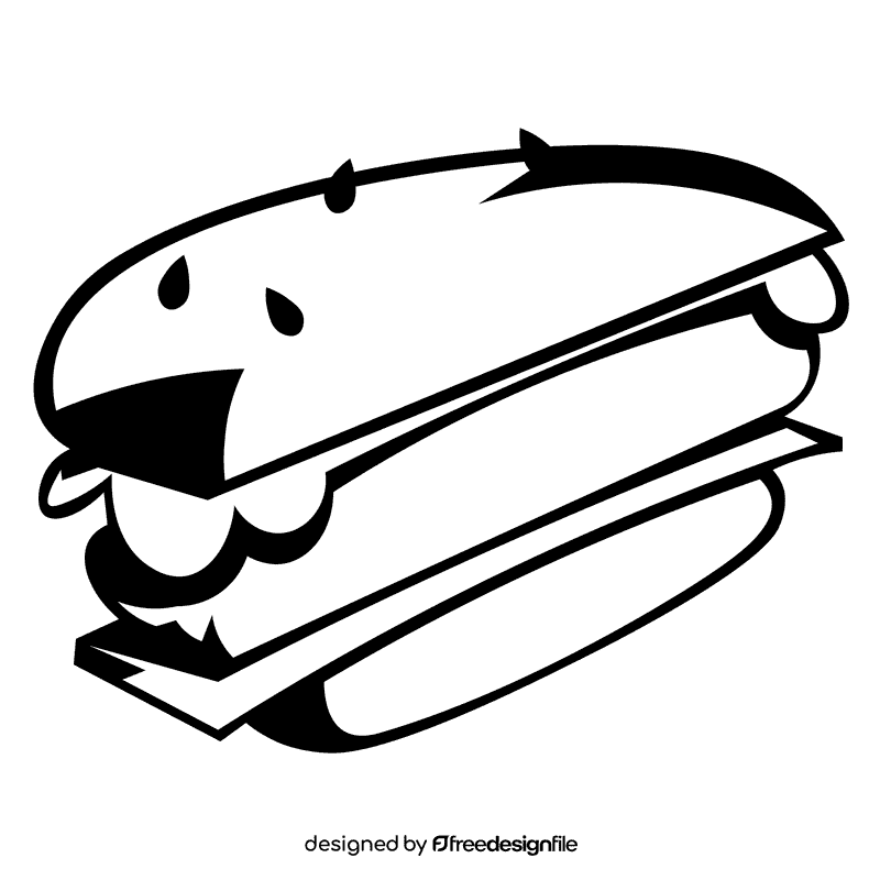 Hamburger half black and white clipart