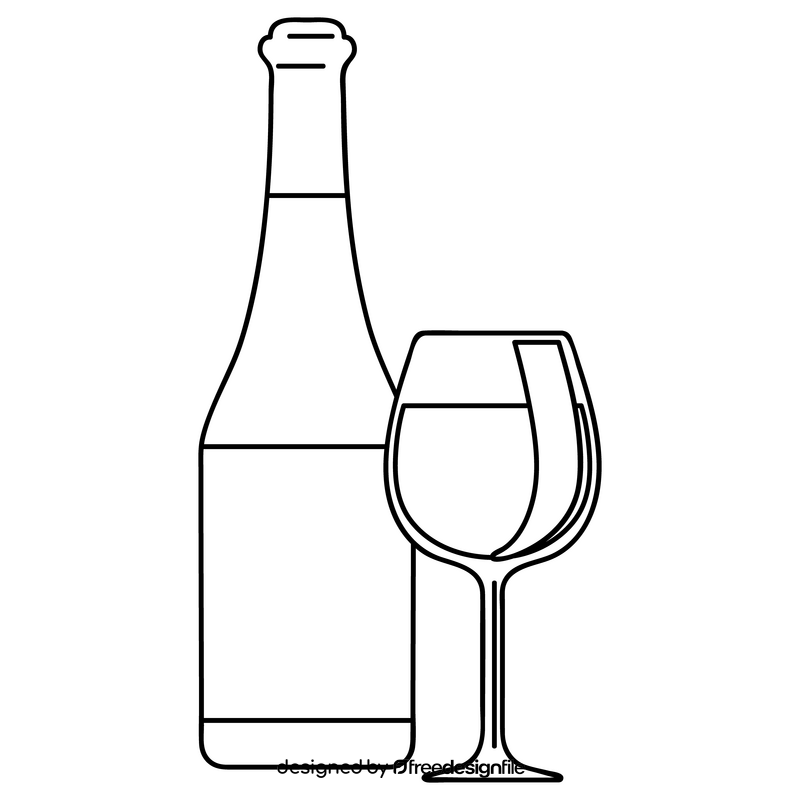 Red wine Thanksgiving drawing black and white clipart