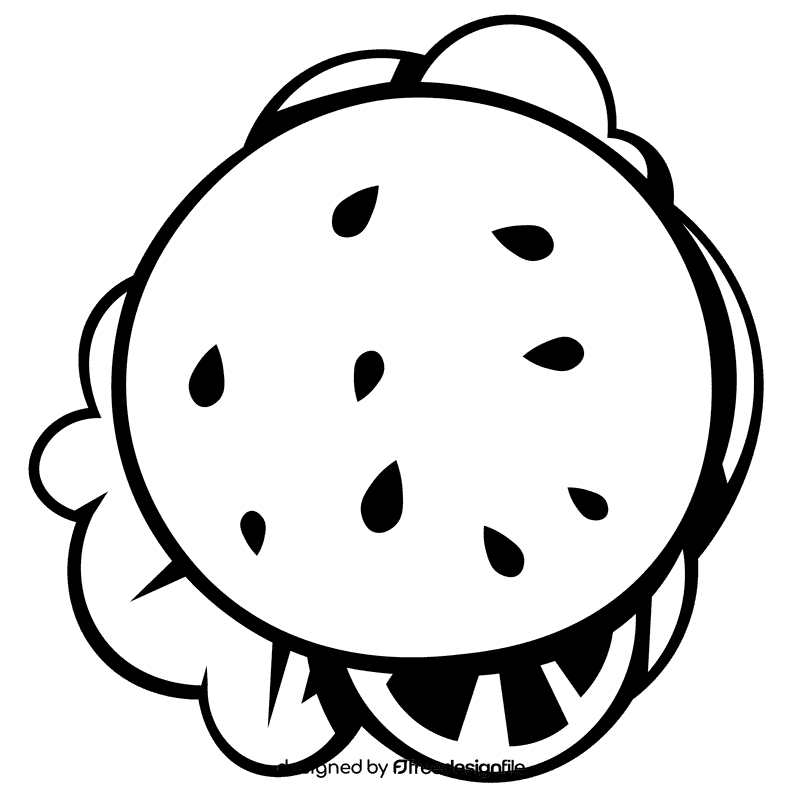 Hamburger top view black and white clipart