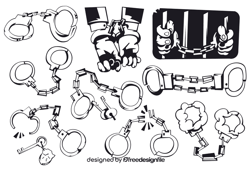 Handcuffs black and white vector