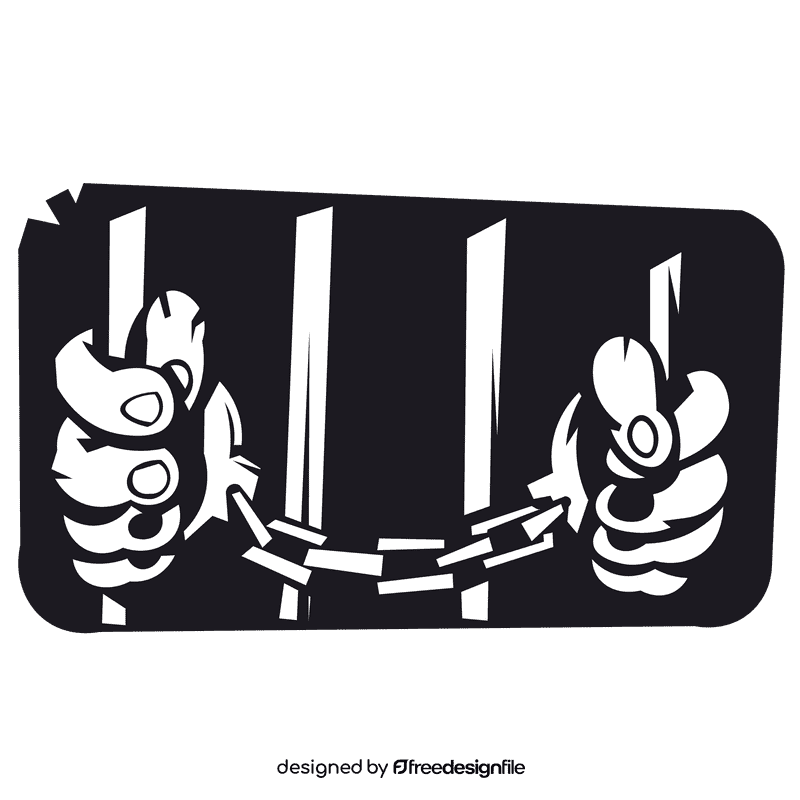 Handcuffs bars black and white clipart