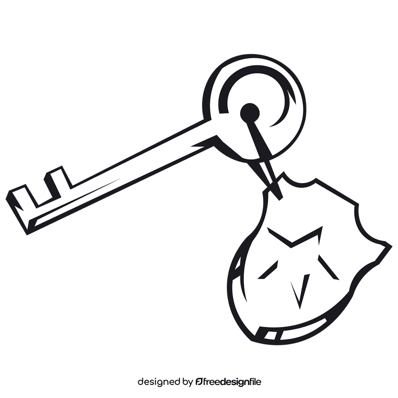 Handcuffs key black and white clipart