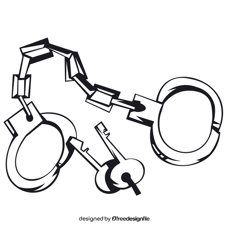 Handcuffs keys black and white clipart