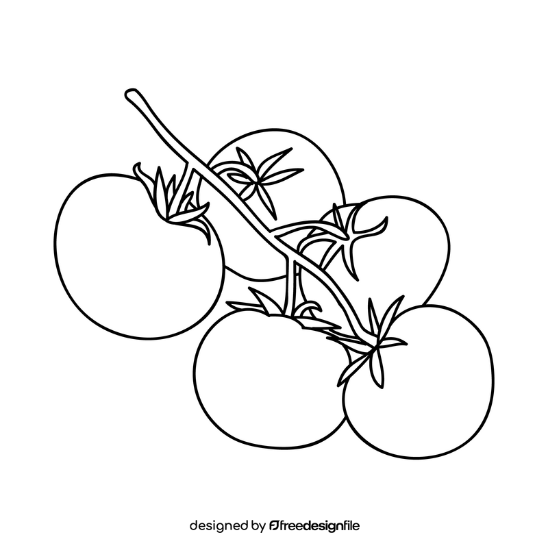 Tomato branch black and white clipart