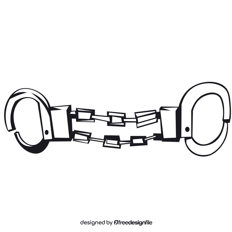 Handcuffs wide black and white clipart