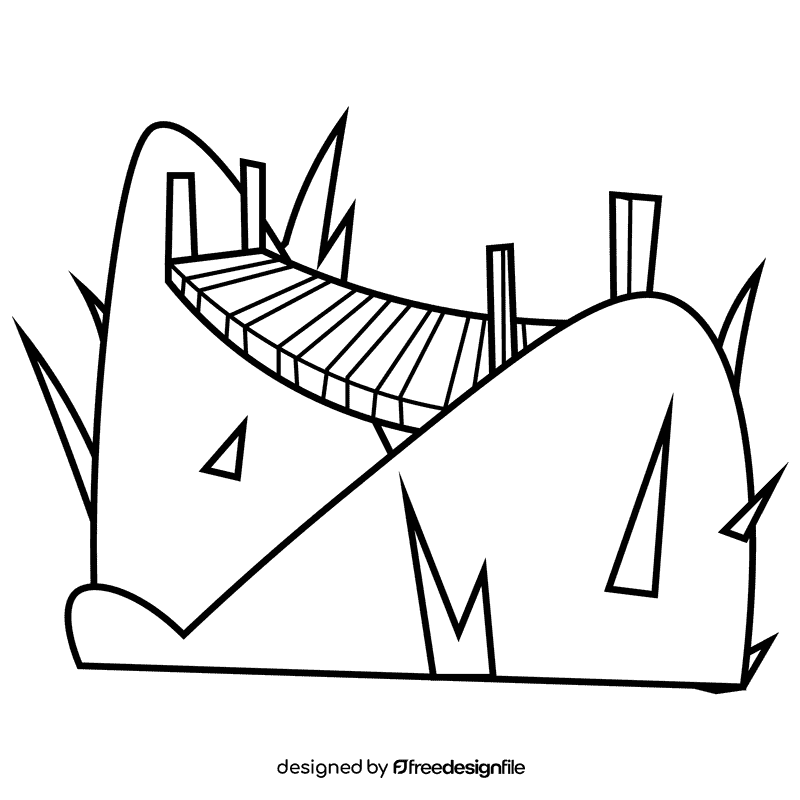 Hill bridge black and white clipart