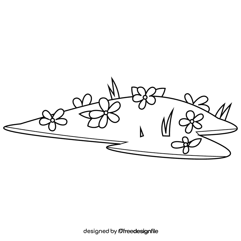 Hill flowers black and white clipart