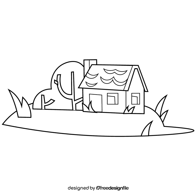Hill house black and white clipart